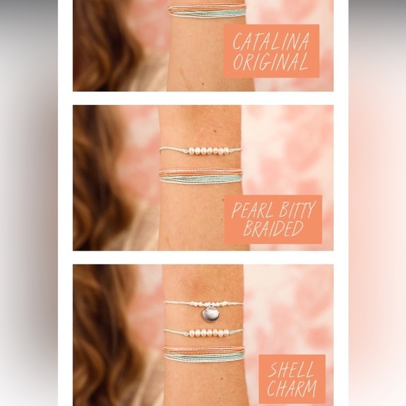 Pura Vida Bracelet Bundle Combo Set of 3. Clam Shell. Beaded Pearls. Catalina - Picture 9 of 16